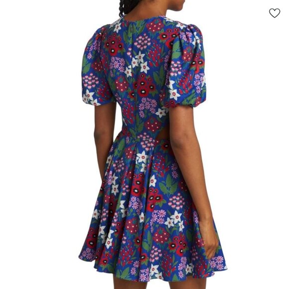 AMUR Katy Cutout Mini Dress in Blue Vintage Floral Explosion NWT - Picture 3 of 10